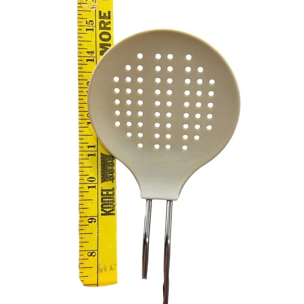 Williams Sonoma Open Kitchen Silicone Skimmer Slotted Spoon Cream White Stainles
